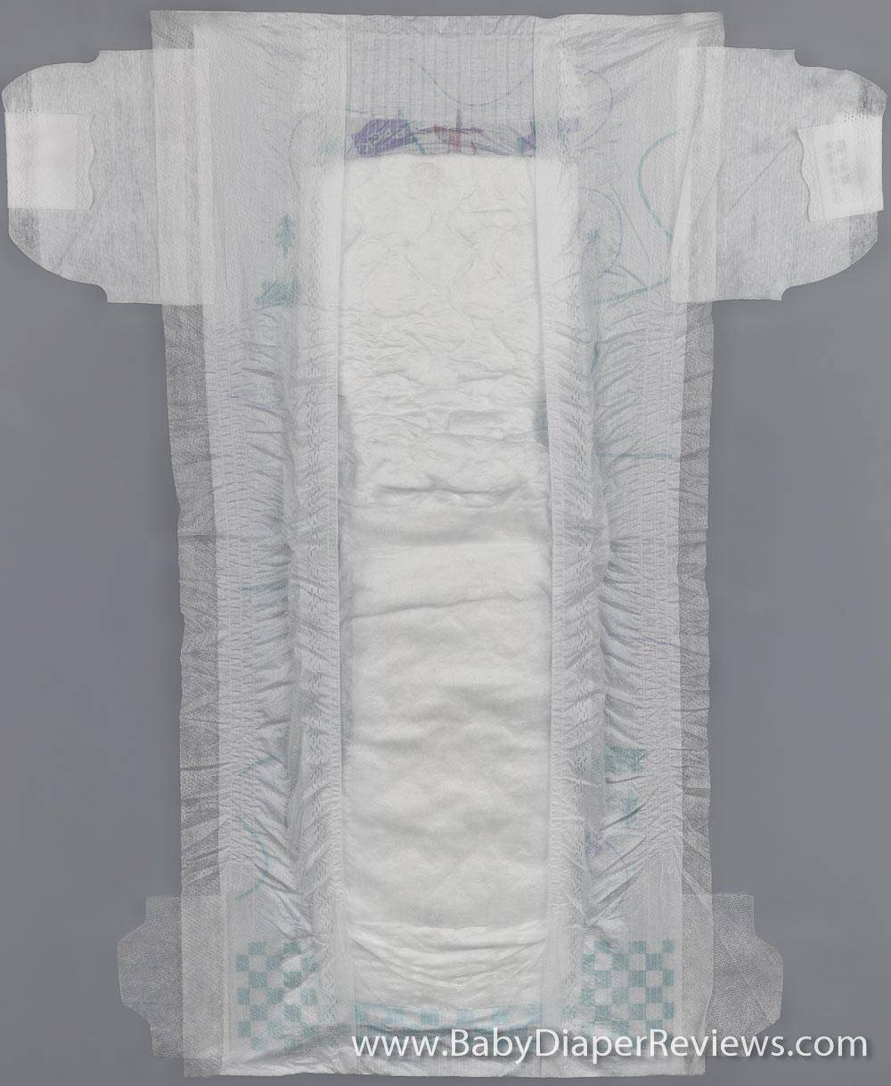 Inside unfolded diaper showing absorbent padding