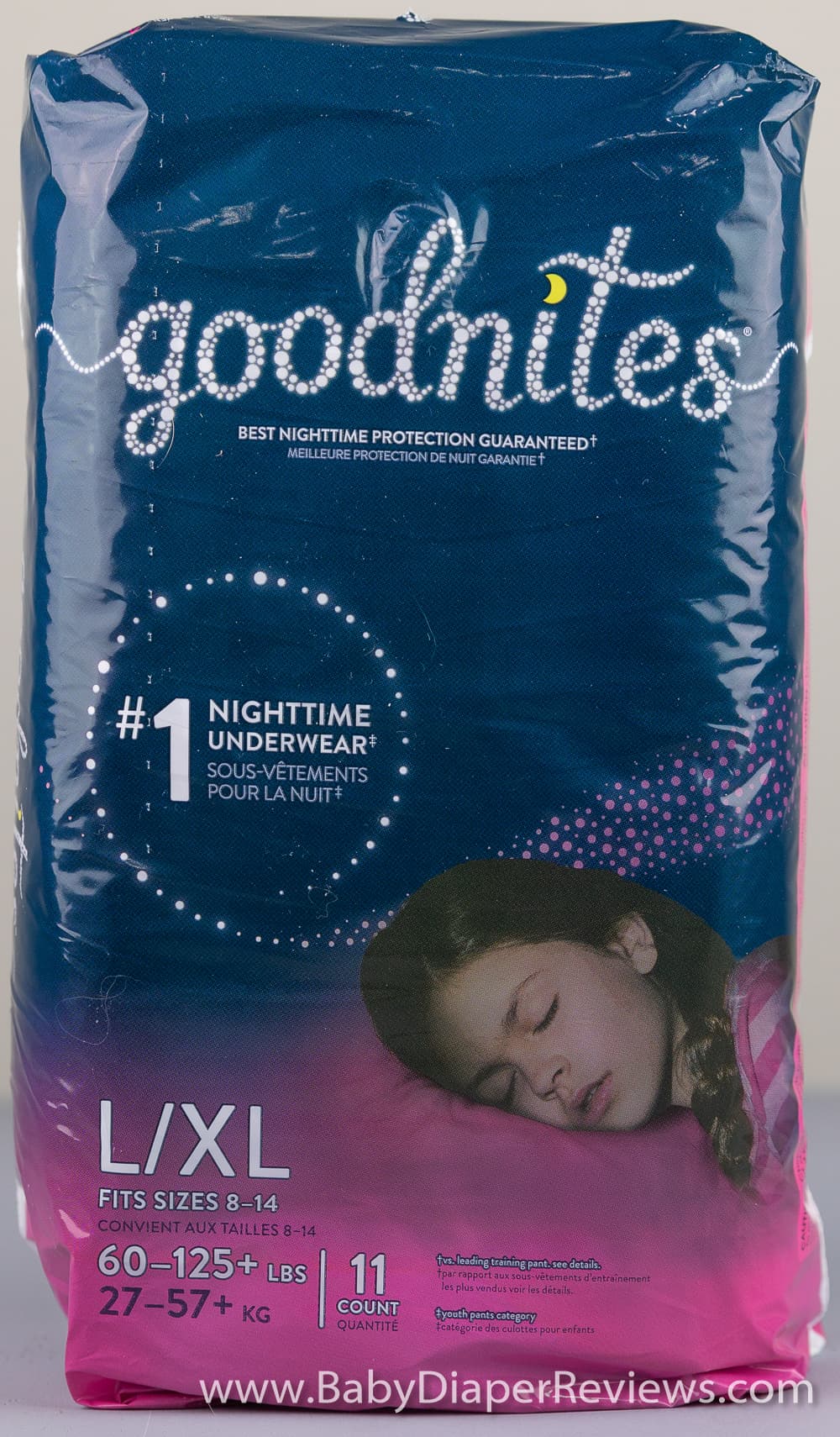 Close up view of Goodnites Underwear for Girls XL pull ups