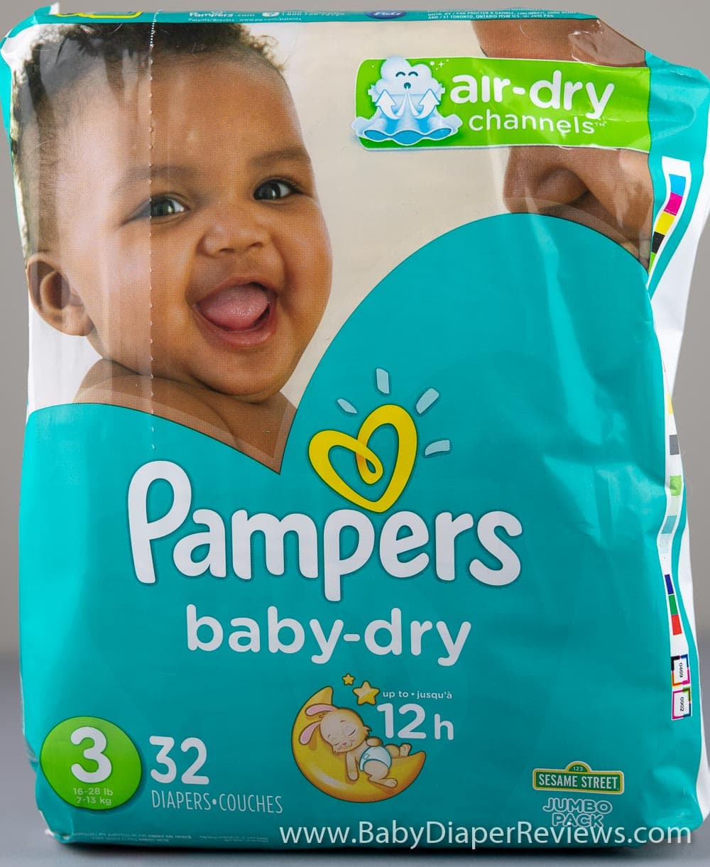 Detail view of Pampers Baby Dry Diaper back