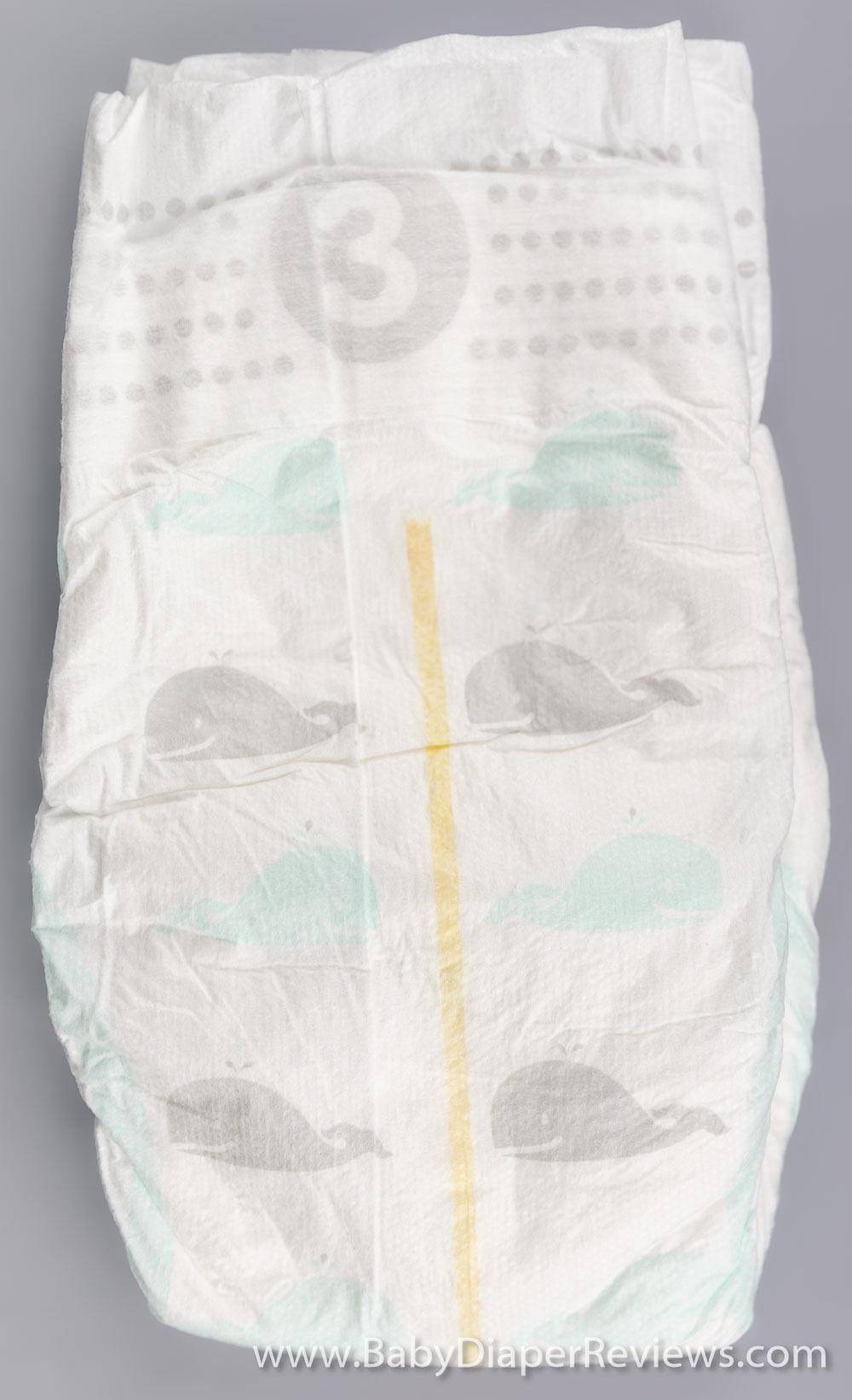 Folded front view of diaper with whale detail